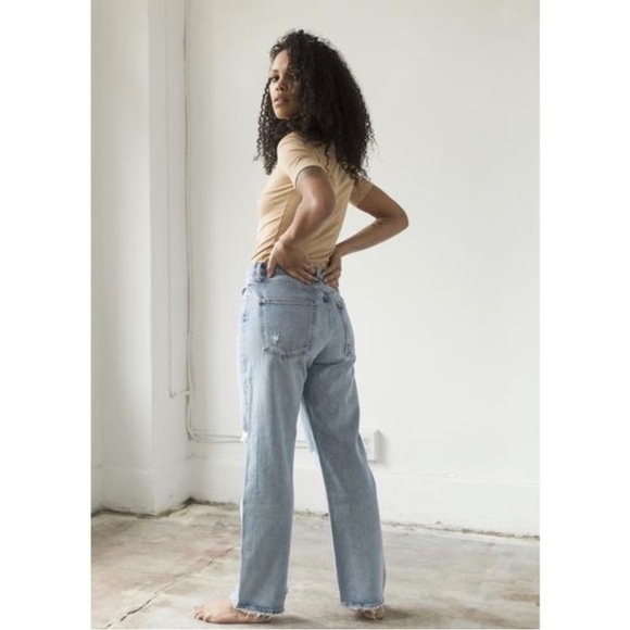 Agolde 90’s Jeans Light Wash Button Fly 100% Organic Cotton High Waist Sz 23 - Picture 2 of 16